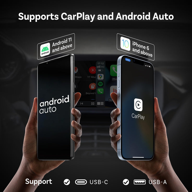 OTTOCAST Mini 2025 Wireless CarPlay & Android Auto 2-in-1 Adapter, Fast Stable Connection, Plug & Play for iPhone & Android Devices (Black) Black