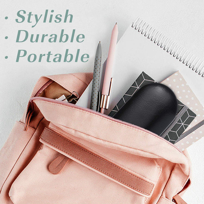 [AUSTRALIA] - MoKo Double Eyeglass Case, Contact Lens Case with Mirror Tweezers Remover, 2 in 1 Double Sided Portable Contact Lens Box Holder Container Soak Storage Kit Sunglasses Pouch for Men & Women, Black 