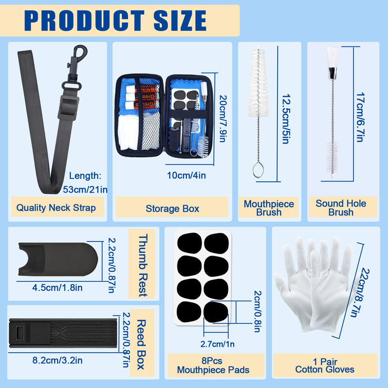 [AUSTRALIA] - Saxophone Cleaning kit with Case，Clarinet Flute Cleanser Maintenance Kit with Cork Grease,Swab,Cleaning Cloth,Thumb Rest,Reed Case,Mouthpiece Brush and More Workable for Wind & Woodwind Struments 