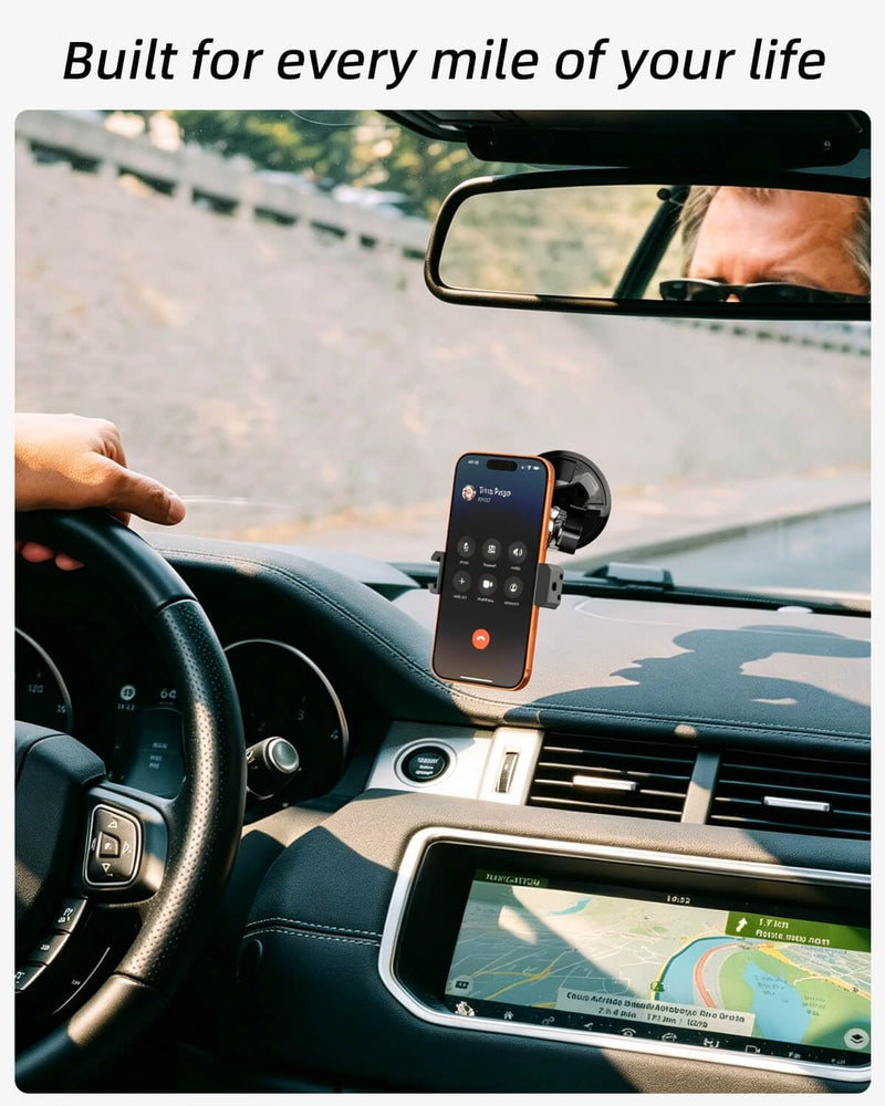 Car Phone Holder, 3.54" Large Suction Cup Phone Mount | Upgraded Aluminum Alloy | 360° Rotatable Adjustable Car Phone Mount for Windshield, Compatible with iPhone for Vlogging Recording