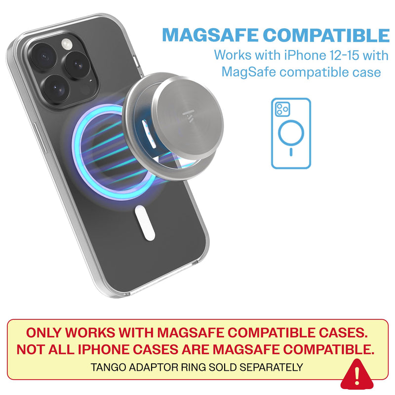 Ultra Thin Phone Grip: Space Grade Steel, Poppable, Standable, Removable for Wireless Charging. MagSafe® Compatible. Mobile Accessory for iPhone 12, 13, 14, 15.… Brushed Steel