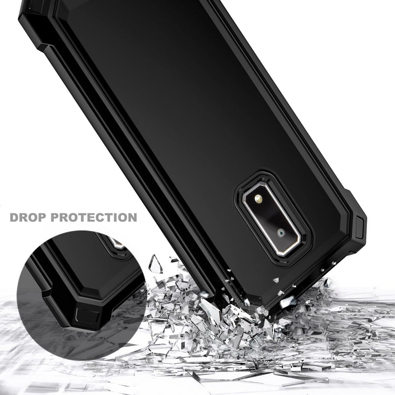 Compatible with BLU View 4 (B135DL) / View 2 2023 Case with Tempered Glass Screen Protector, Full-Body Protective Shockproof Rugged Bumper Cover, Impact Resist Case (Black) Black