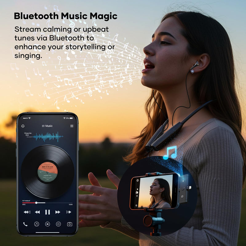 Wireless Neckband Microphone Headset Kit with in-Ear Monitor, Remote Audio Mixer, Bluetooth Music, Voice Changer, All-in-One for Streaming & Podcasting, Compatible with iPhone & Android
