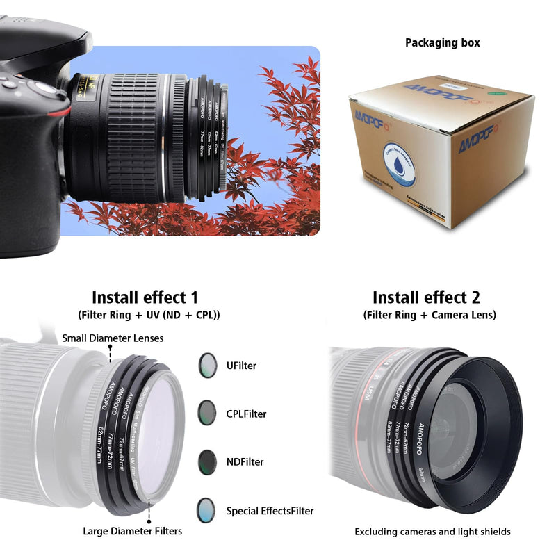 [AUSTRALIA] - 9pcs Step Down Ring Set,Camera Lens Adapter Ring 82-77mm/77-72mm/72-67mm/67-62mm/62-58mm/58-55mm/55-52mm/52-49mm/49-40.5mm.Made of CNC Machined Aluminum 