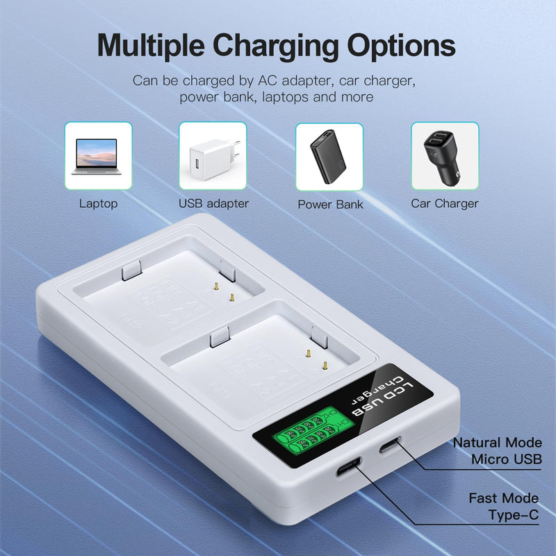 [AUSTRALIA] - 2-Pack Batteries Compatible with Arlo Pro, Arlo Pro 2 Cameras VMA4400, with LCD Dual Charger Station and USB C Cable (7.2V 2440mAh) 