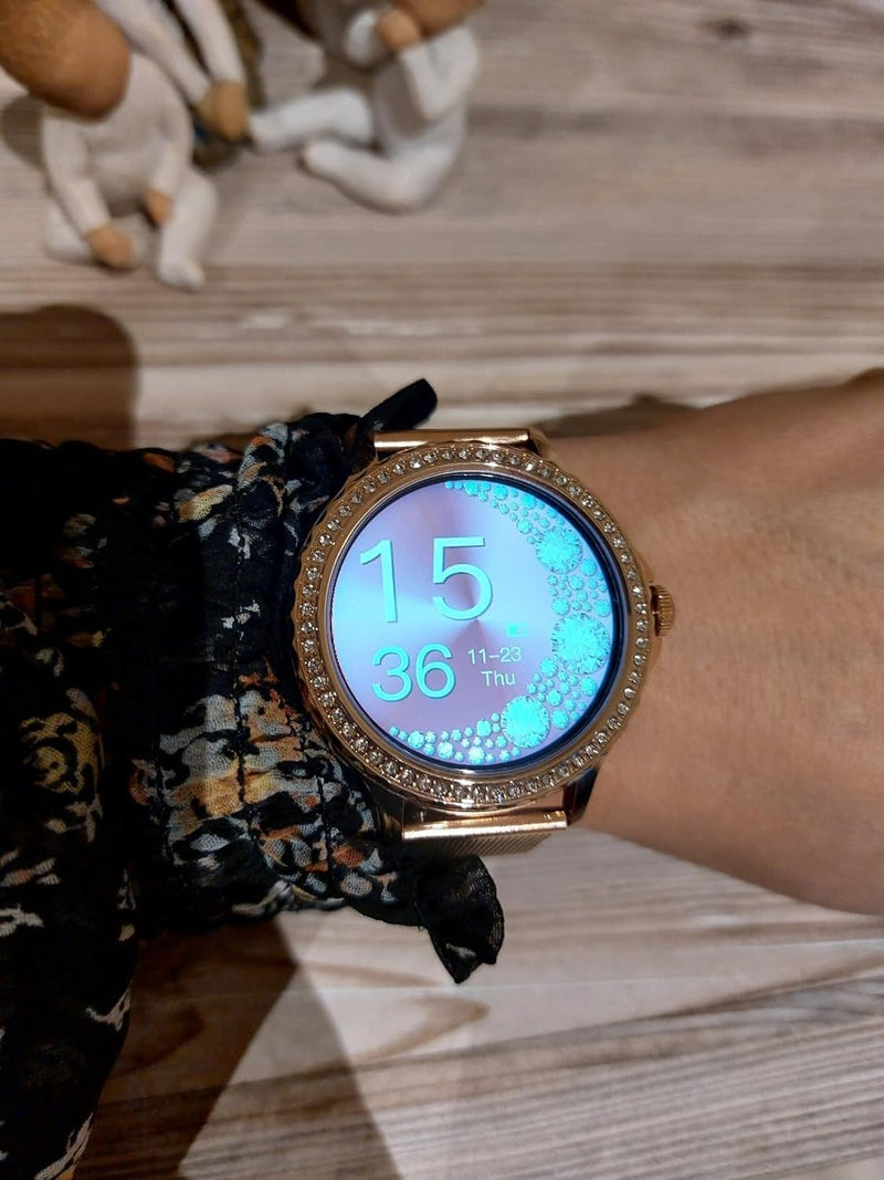 Smart Watches for Women(Make/Answer Call) with Diamond:1.3" Fitness Tracker Watch for HR/Blood Pressure/SpO2/Sleep Monitor,Digital Running Watches for Women Android/iOS, 2 Straps Elegant Rosegold