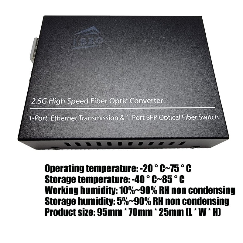 iszo 2.5G SFP Port Transceiver Media Converter,20km SM,RJ45 100M/1000M/2.5G Adaptive,Full/Half Duplex,Inside TTL Port ,Also Work 2.5G/1G GPON SFP ONU Stick Such as The 5671A and G-010S-P and More