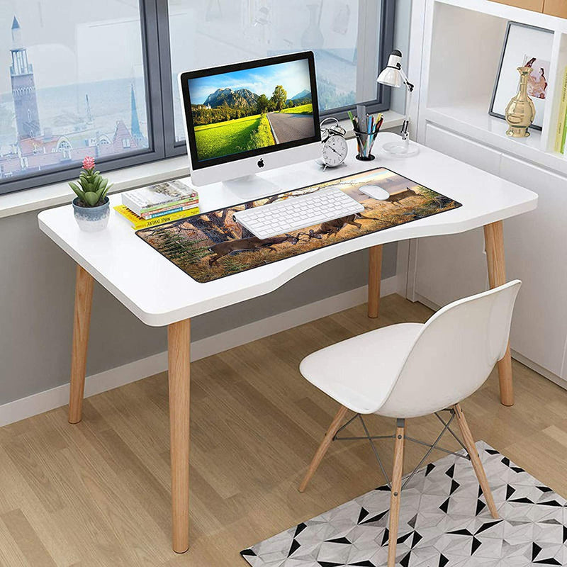 Extended Mouse Pad Large Gaming Mouse Pad Computer Keyboard Mouse Mat Non-Slip Rubber Base for Game Players, Office, Study + Cup Coaster ,Animal Deer FD-mouse pad-9
