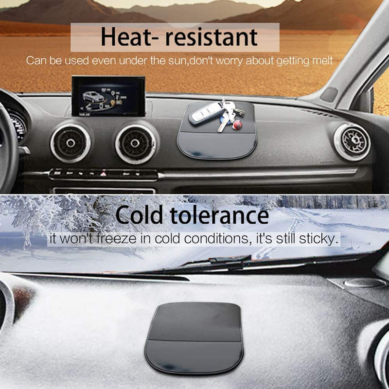 Car Dashboard Sticky Pad (2 Pack), Larger Size Reusable and Washable Anti-Slip Cell Pads with Strong Adhesive, Can Hold Cell Phones, Sunglasses, Coins ect. (7.5" x 5.5")