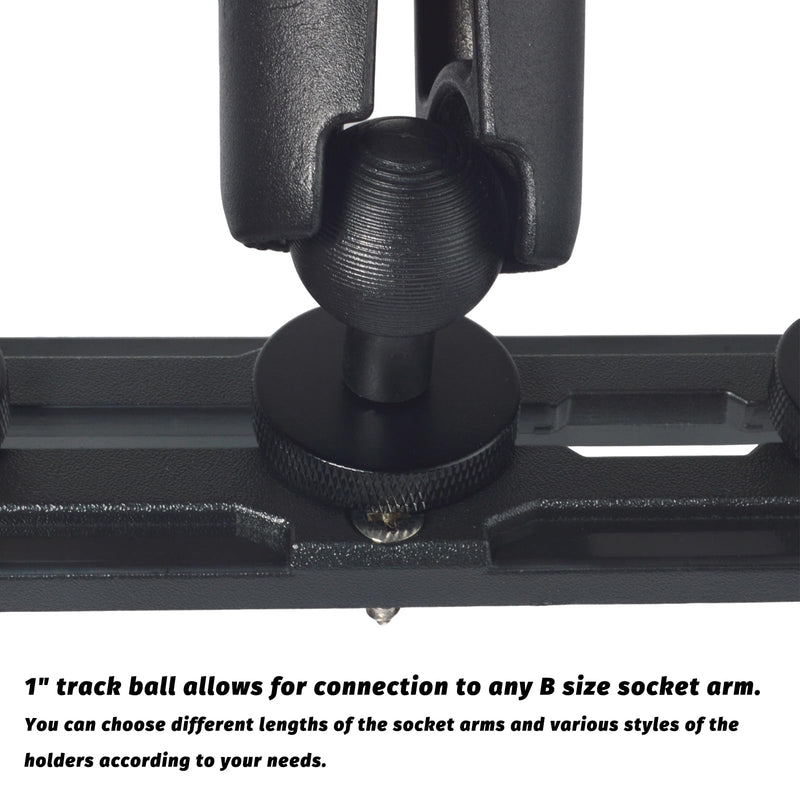 TWAYRDIO Dash Track Mount with 3pcs 1" Track Ball, Short Double Socket Arm, Phone/Radio Holder, Compatible with RAM Mounts, for Cars Vehicles Trucks Boats