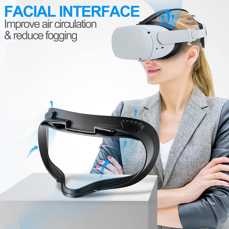 SUPERUS Facial Interface & Face Cover Pad for Oculus Quest 2, Sweat-Proof PU Foam Cushion - VR Accessories for Meta Quest 2, Compatible with Oculus Quest 2 Original Spacer Face Pad