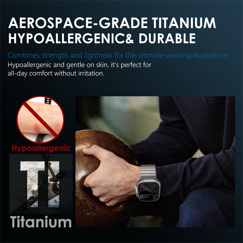 NewWays Grade 2 Titanium Link Bracelet for Apple Watch Ultra 3 2 1 49mm Series 11/10 46mm 45mm 44mm Series 4 5 6 7 8 9 10 11 SE Magnetic Clasp Strap Sport Metal Band for Men 44/45/46/49mm