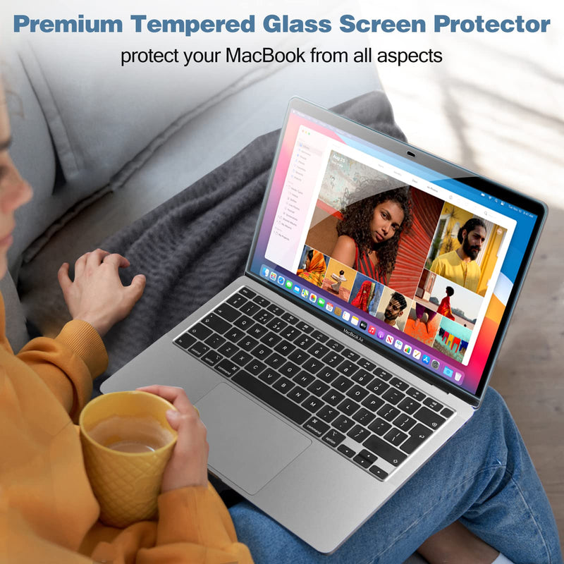 Pack of 2 9H Hardness Screen Protectors for 13 Inch MacBook Pro 13 / MacBook Air 13, Screen Protector Film Tempered Glass, Clear