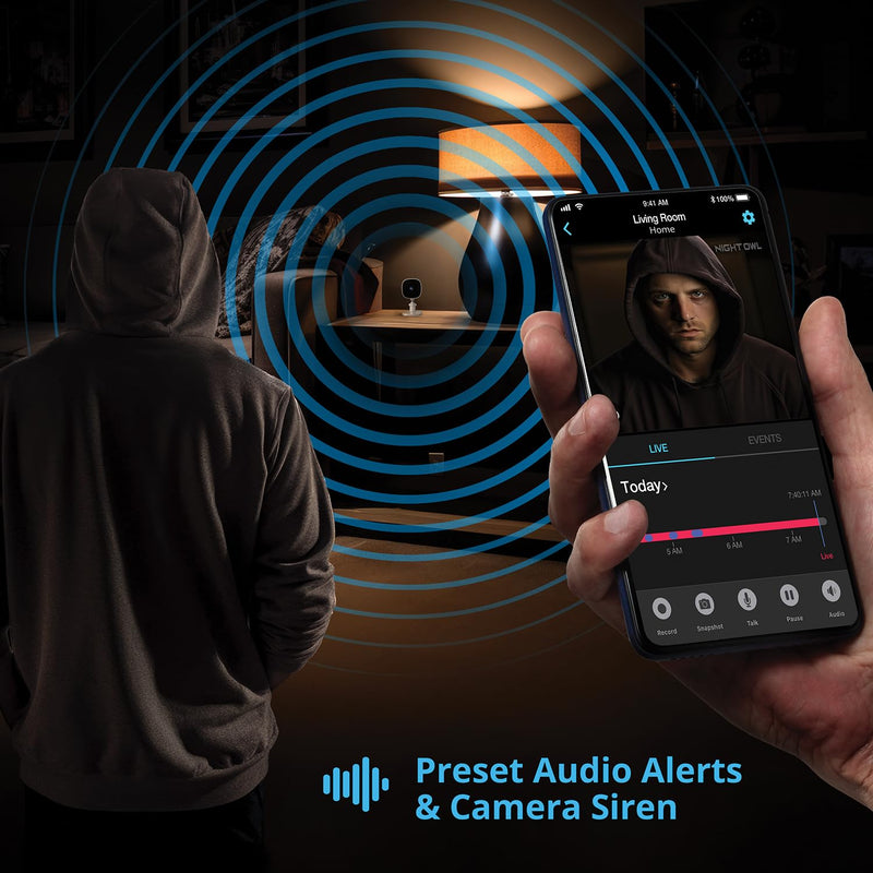 Night Owl Indoor Plug-in Wireless 1080p Deterrence Camera with 2-Way Audio (1 Camera) 1 camera
