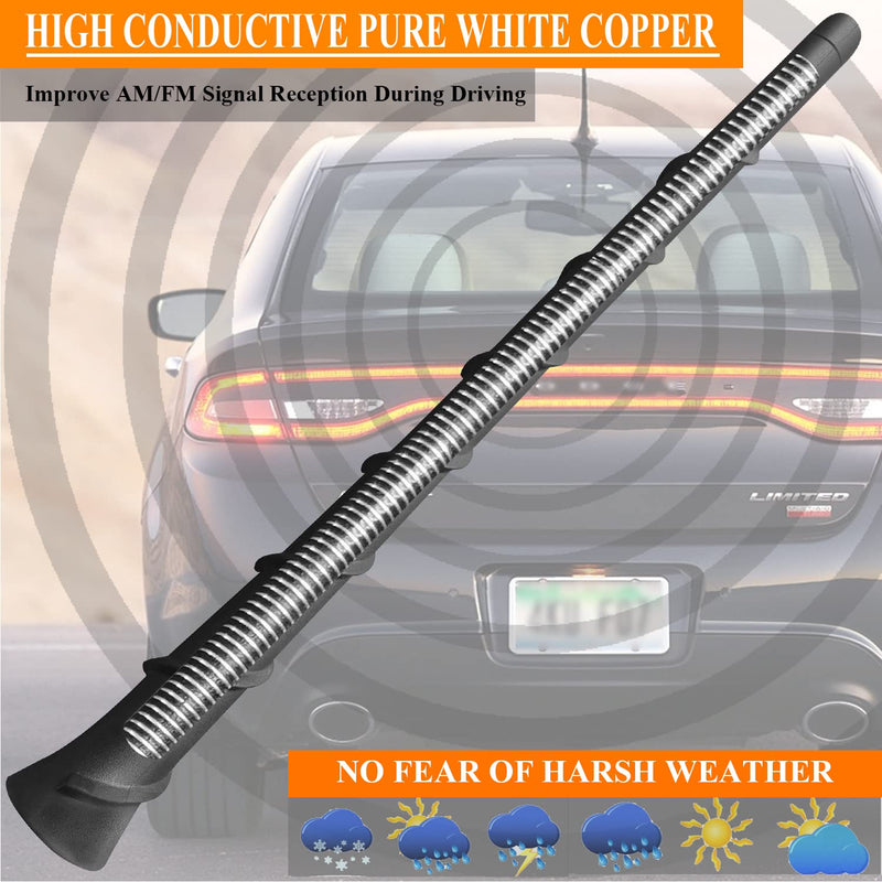 8 Inch Antenna for Dodge Dart (2013-2016), Flexible Rubber Dodge Dart Antenna Mast Replacement - Part Number 68297936AA
