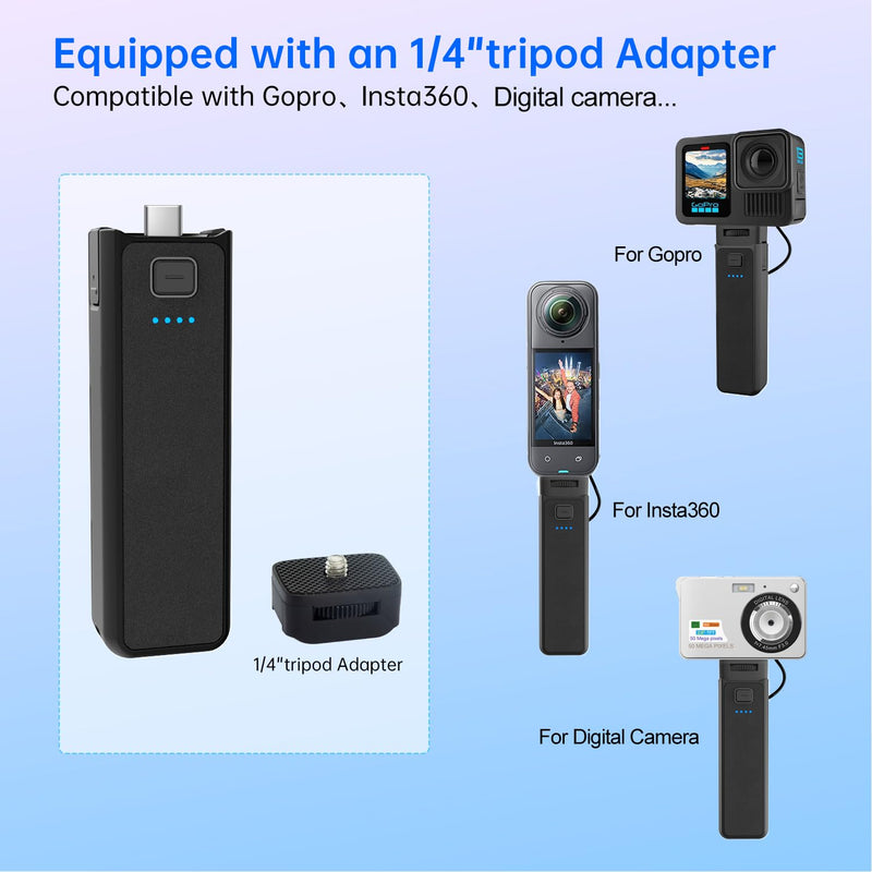 [AUSTRALIA] - Suptig Handle Grip Battery Charger Battery Handle Built-in 5000mAh Battery Compatible for DJI Pocket 3, Xtra Muse Gopro, Insta 360, Akaso, Phone, Digital Camera 