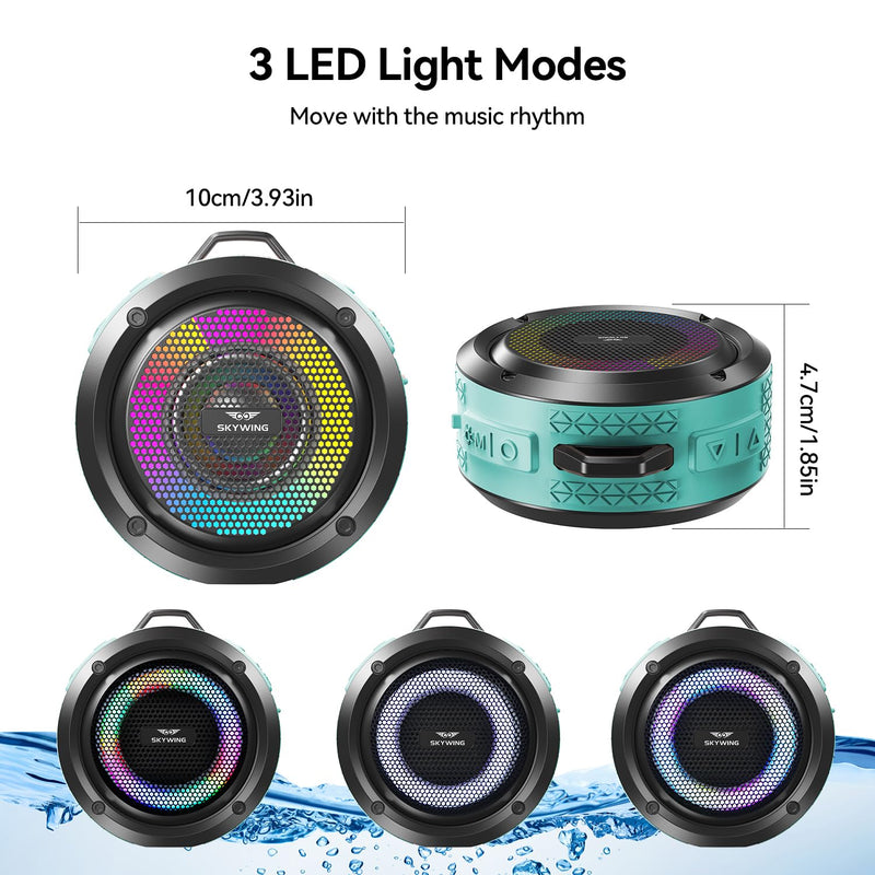 [AUSTRALIA] - Shower Speaker, Certified IPX7 Waterproof,Portable Bluetooth Speaker with Suction Cup,Hook,Light, Stocking Stuffers, Premium Mini Outdoor Wireless Speaker, Ideal Gift for Christmas (Blue) Blue 