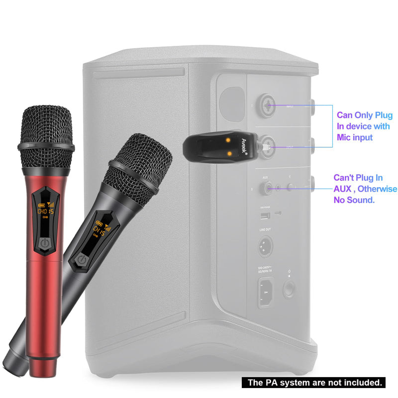 Aveek Wireless Microphone for Karaoke, Rechargeable Karaoke Microphone(Work 10hs), for Speaker, Karaoke Machine,Church, Speech, Wedding, Party Singing, Grey&Red, 2 Packs red&gray