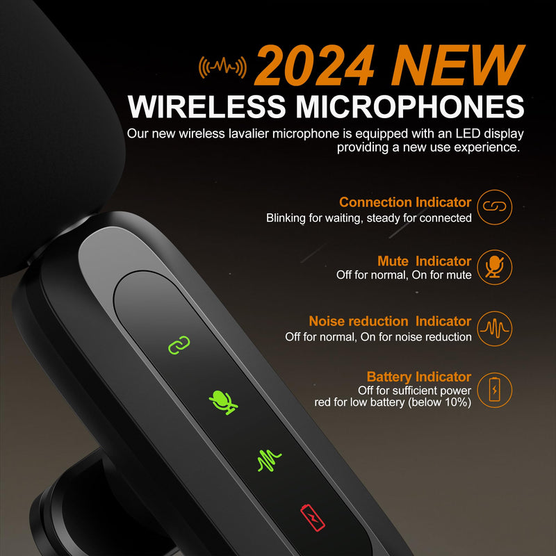Wireless Lavalier Microphone for iPhone, iPad, Android - 100FT Transmission, 360° Omnidirectional HD High Sensitivity Mic for Interview, Video Podcast, Vlog, YouTube, TikTok