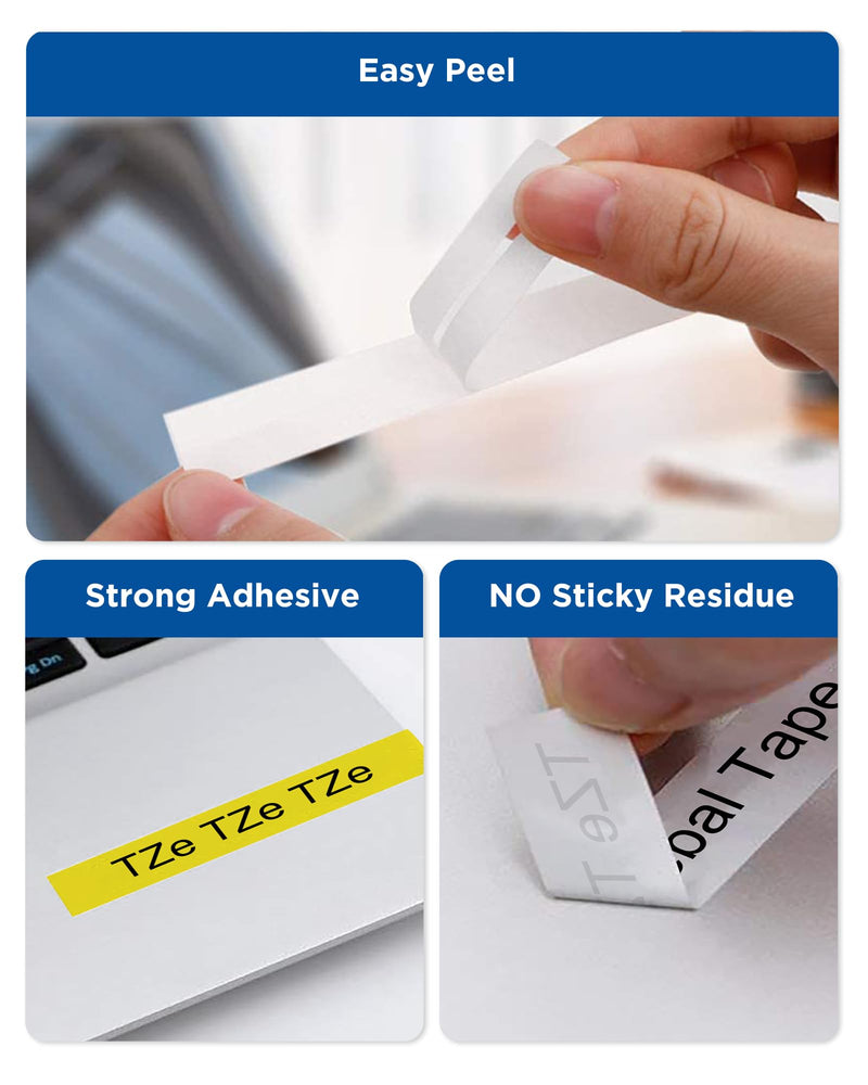 [AUSTRALIA] - 6-Pack Replacement for Brother P Touch Label Tape TZe-231 131 431 531 631 731 12mm 0.47 Laminated Label Maker Tape Multi-Color Work for PT-D210 H110 D220 D410 D600, Clear/White/Red/Blue/Yellow/Green 