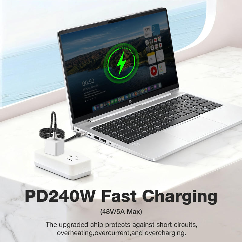 (2-Pack USB c to USB c Cable 10ft,USB C 3.2 20Gbps Data Transfer,Supports 8K@30Hz,4K@60Hz/144Hz Video,240W 48V/5A,USBC Display Cable for Thunderbolt 4,MacBook Pro, Switch iPhone 16 10FT+10FT