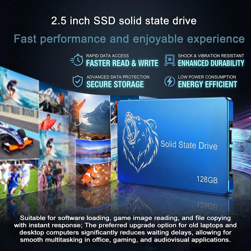 128GB SSD Internal Solid State Drive 2.5" SATA III, 560MB/s for Laptop PC Desktop (Style R)