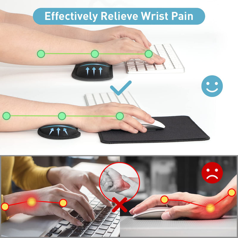 Keyboard Wrist Rest + Mouse Pad + Mouse Wrist Rest Support Set, Memory Foam, Easy Typing Pain Relief, 3Pcs Keyboard Mouse Pad Set for Computer, Laptop, Home & Office (SKK-330) SKK-330