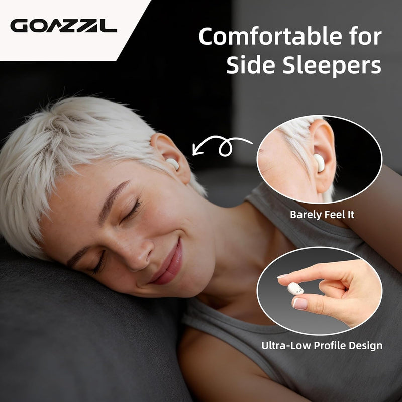 Sleep Earbuds for Side Sleepers,Mini Invisible Wireless Earbuds for Small Ear Canals,Bluetooth 5.4, 40H Battery,Waterproof,LED Power Display,Tiny Earbuds for Work,Sleep（White） White