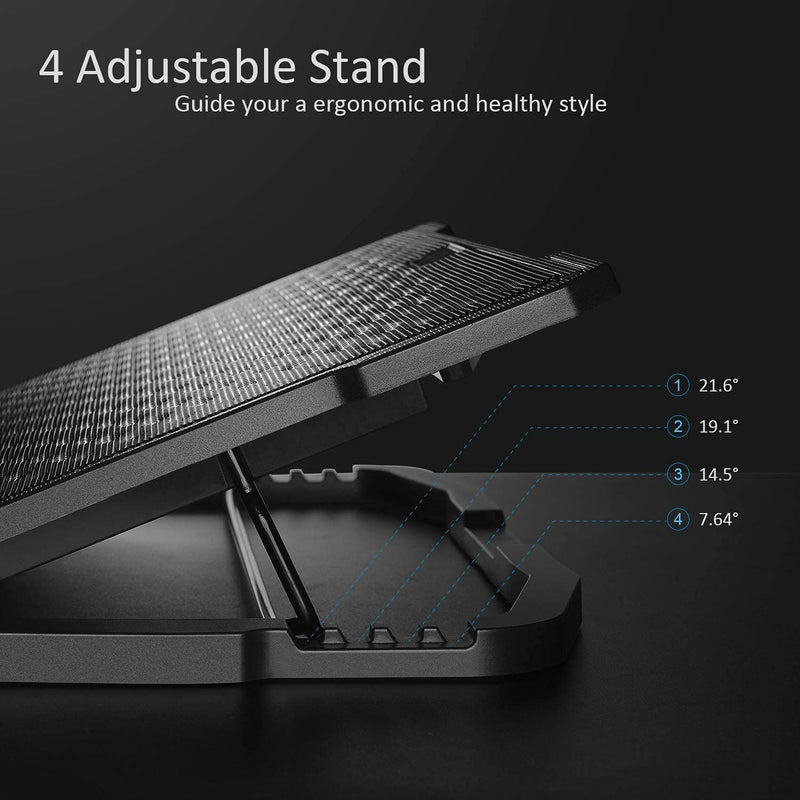 AICHESON S035 5 Fans Blue Light Laptop Cooling Pad and 2 Pack Type A Male to Type A Male Cable Combination Set