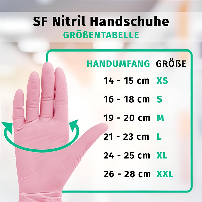 SF Nitrile Gloves M Pink - Pack of 100 Disposable Gloves, Medical Gloves, Powder-Free, Latex Free, Disposable Gloves for Cooking, Cleaning, Medicine, Kitchen, Cosmetics, Household
