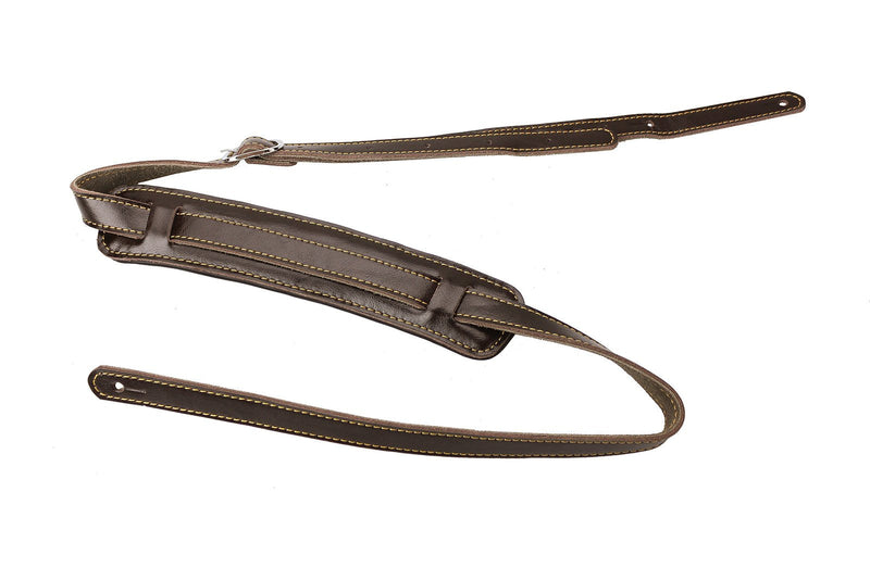 Walker & Williams C-18-BRN Vintage Style Guitar Strap In Premium Dark Brown Leather Extra Long Up To 61" For Acoustic, Electric, And Bass Guitars