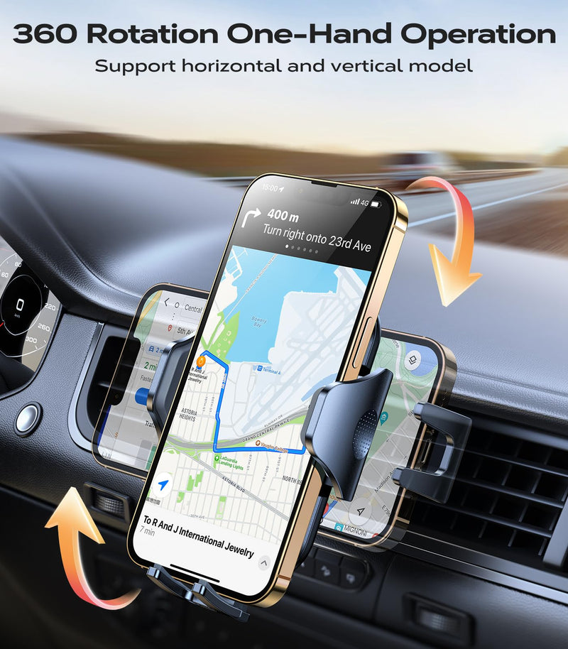 VICSEED 2026 Upgrade Ultra Stable Car Phone Holder Mount [Never Fall Off & Won't Break] Universal Air Vent Phone Mount for Car Easy Clamp Phone Holders for Your Car for iPhone 17 Pro Max 16 15 14 13 Black
