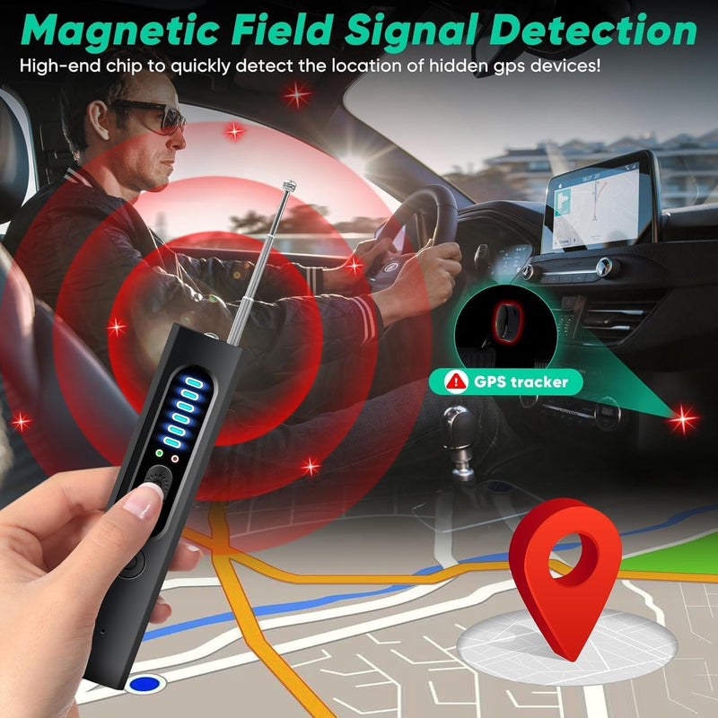 Hidden Camera Detectors and Bug Detector, Anti-Spy Camera Finder Detector, GPS Hidden Camera Detector, Tracking Device Detector, Camera Detector for Hotels, Home, Office (Black)