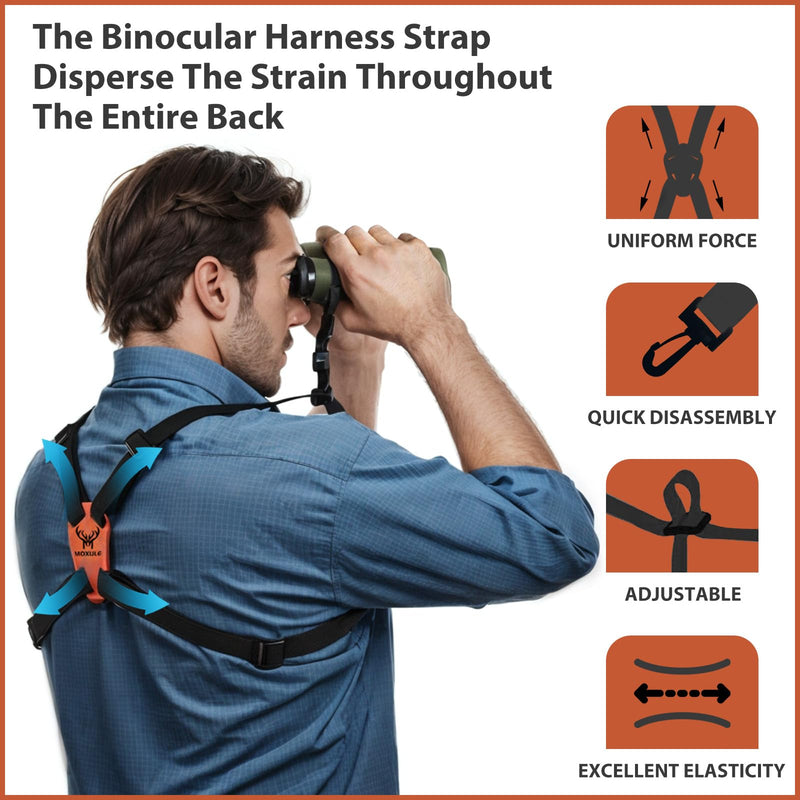 Binocular Harness Strap X-Shaped - Adjustable Bino Chest Straps for All Binoculars Hunting,Hiking and Birding - Black