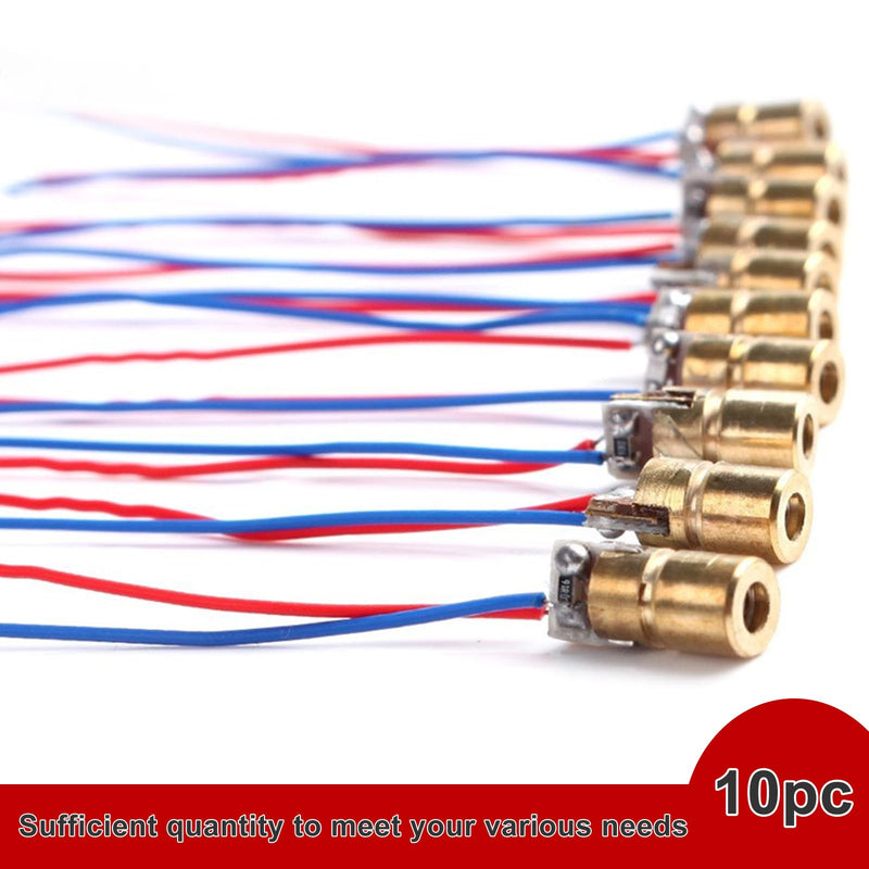 Laser Head Diode, Red Laser Modulem, Laser Dot Diodes, 10 Pieces Red Laser Diode 3 V, Connections Head Outer Diameter 3 V 650 nm 5 mW 6 mm, for Level Meter Floor Instrument