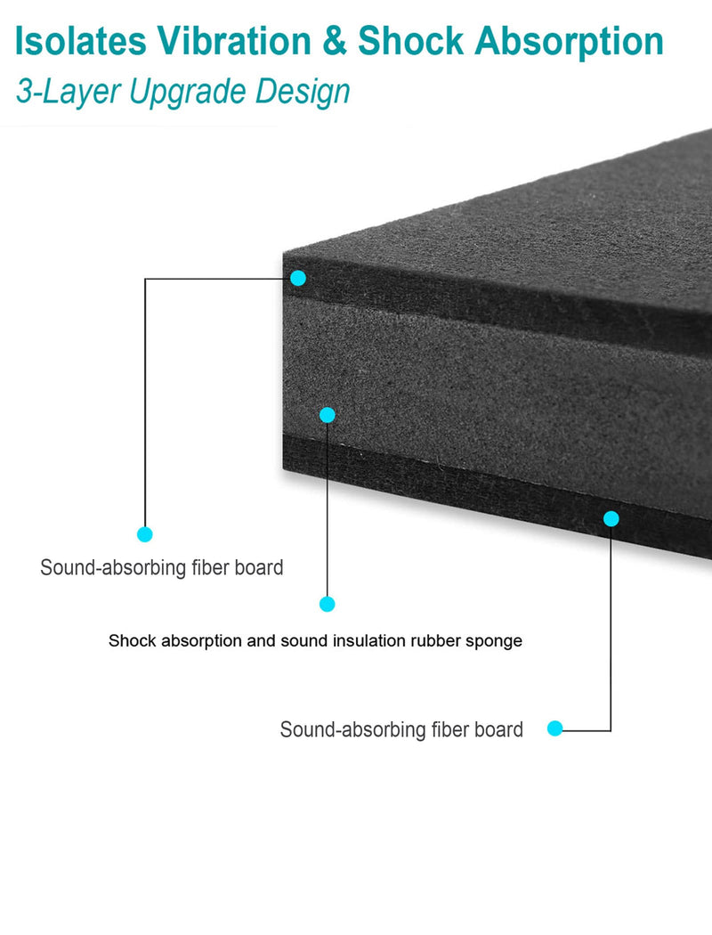 for 5''- 8'' Studio Monitor Speaker Noise Isolation Pads 3-Layer Acoustic Stand Riser Foam Subwoofer Isolation Pad Audio Vibration Platform Stabilizer Medium - for 5-8 inches