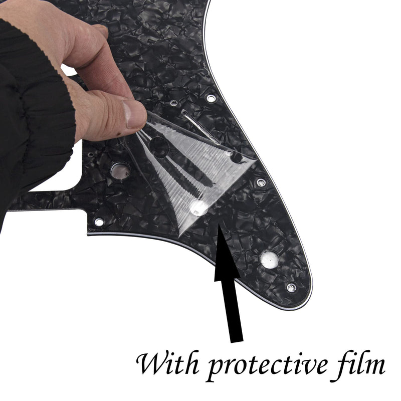 [AUSTRALIA] - 1Pcs Yootones 11 Hole Round Corner HSS Pickguard Guitar BackPlate Set with Pickguard Screws Compatible with USA/Mexican Stratocaster Strat Mounting Open Pickup (4Ply Black Pearl) 4Ply Black Pearl 
