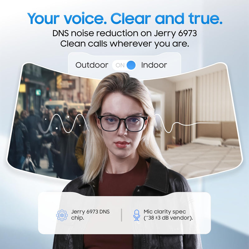 AI Smart Glasses, Translator, Open-Ear Bluetooth, Magnetic Day Night Lens | Real-time AI interpreter & translator, open-ear speakers, auto on/off wear sensor, touch control, for men & women Black-Galaxy