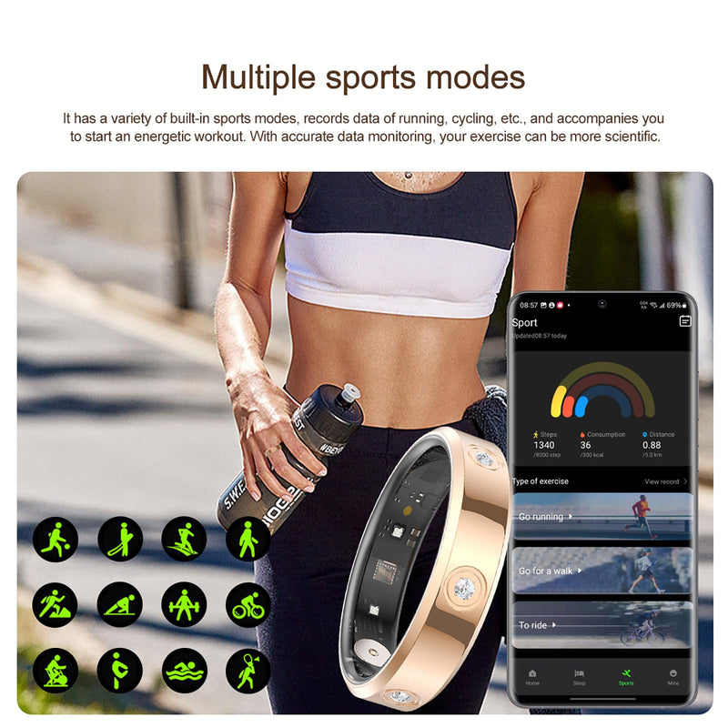 Smart Ring for Women Men Diamond Fitness Tracker Sleep Heart Rate Monitor Smart Rings for Android iOS Phone Pedometer Calorie Step Counter Stylish Ladies Rings for Women Elegant Activity Tracker