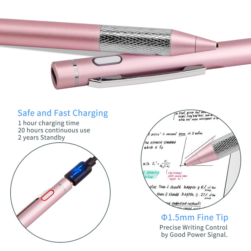 Stylus Pencil for HP Spectre X360 Pen,Minilabo Touch Screens Active Stylus Digital Pen with 1.5mm Ultra Fine Tip Stylist Pen for HP Spectre X360 Drawing and Writing Pencil,Pink Pink