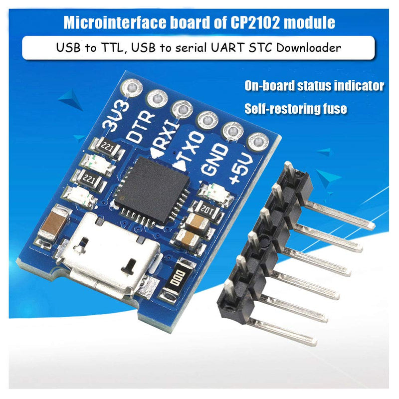Ximimark 2Pcs CP2102 Micro USB to TTL/Serial UART 6Pin Module Serial Converter STC Downloader Replace FT232