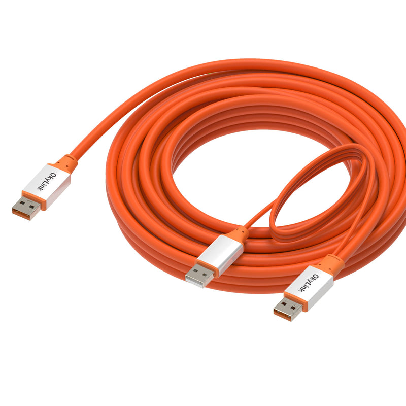 OkyLink Active USB 3.2 Gen 2 A to A Cable Male to Male 10Gbps, 25ft | 8m with External Power, Long Range, Orange, for Home Theater, Office Wiring & Remote Connection USB3.2(10Gbps) 25ft (8m)