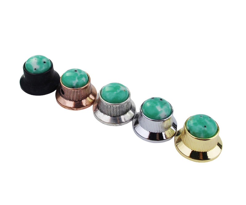 [AUSTRALIA] - Guyker Top Hat Guitar Bass Potentiometer Control Knobs with 6mm Dia. Shaft Pots - 3PCS Zinc alloy Bell Speed Tone Volume Knob Replacement Part, (Green Top, bronze) Green Top 
