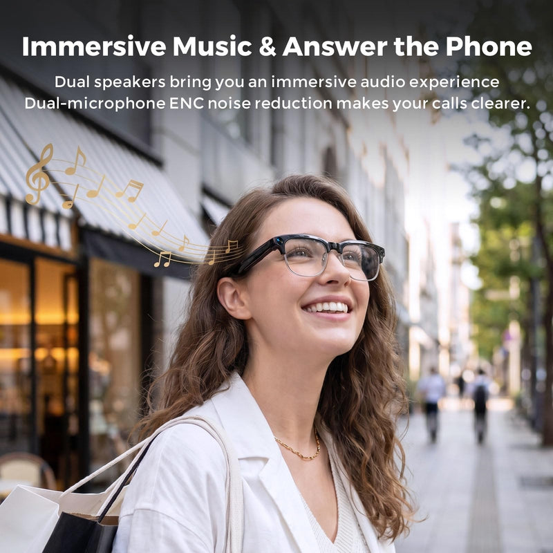 AI Smart Glasses with Camera and Bluetooth, 4K Recording Glasses Video and Audio, 8MP Smart Sunglasses with 3 Lenses, Real-Time Translation, AI Assistant, Open-Ear Music, Object Recognition Black
