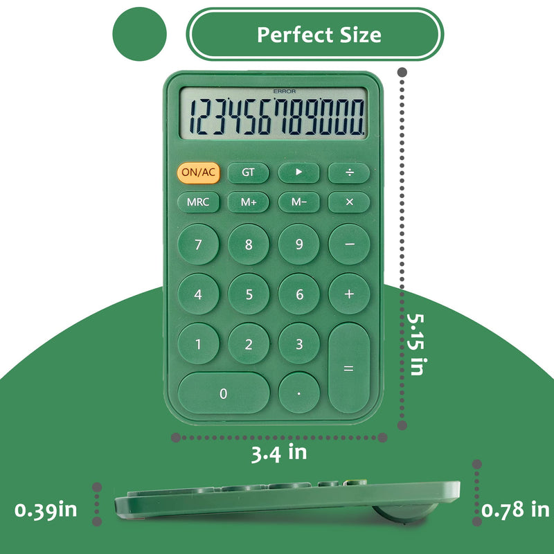 Standard Calculator 12 Digit,Desktop Large Display and Buttons,Calculator with Large LCD Display for Office,School, Home & Business Use,Automatic Sleep,with Battery (Green) 5.5in Green