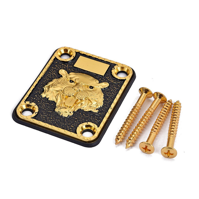Alnicov Guitar Neck Plate， Guitar Neck Plate Engraved Animal Head Pattern for Electric Guitar