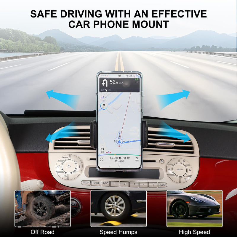 Car Air Vent Cell Phone Holder Compatible with Fiat 500 2010-2015 for Dashboard Air Vent Car Phone Holder Adjustable 360 Rotation Vent Clip Fits for All Smartphones Style C
