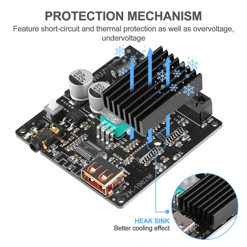 Bluetooth Amplifier Board HiFi Stereo 2.0 Channel 2 x 100 W Audio Amplifier Digital Power Amplifier with AUX/USB/Bluetooth/Flash Drive/PC USB Input 202