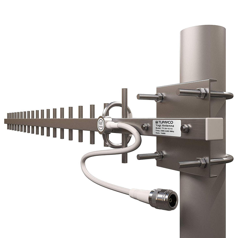 TP513 Yagi WiFi Antenna 2.4GHz (17dBi) Outdoor Directional Signal (H:25° V:24°) Long Distance Range (High-Gain Weatherproof) Wireless Network (Pole Mount) N-Female Pigtail Connector | Long distance weatherproof wireless network antenna w/ high-gain (17...