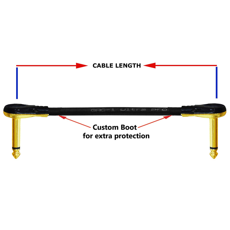 WORLDS BEST CABLES 5 Units - 9 Inch - Gotham GAC-1 Ultra Pro - Low-Cap (21pF/ft) Guitar Bass Effects Instrument, Patch Cable & Gold (6.35mm) Low-Profile R/A Pancake Type Connectors - Custom Made